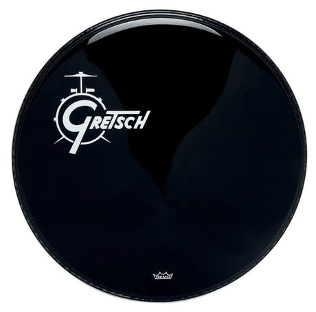 Gretsch Ambassador Ebony 18" bastrumskinn, vit logotyp till vänster