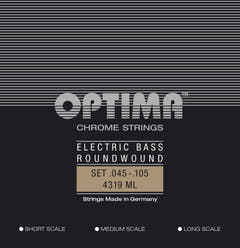 Optima E-bassträngar Chrome Strings rundspunna lång skala - Set 4-string med-light (4319ML)