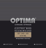 Optima E-bassträngar Chrome Strings rundspunna lång skala - Set 4-string med-light (4319ML)