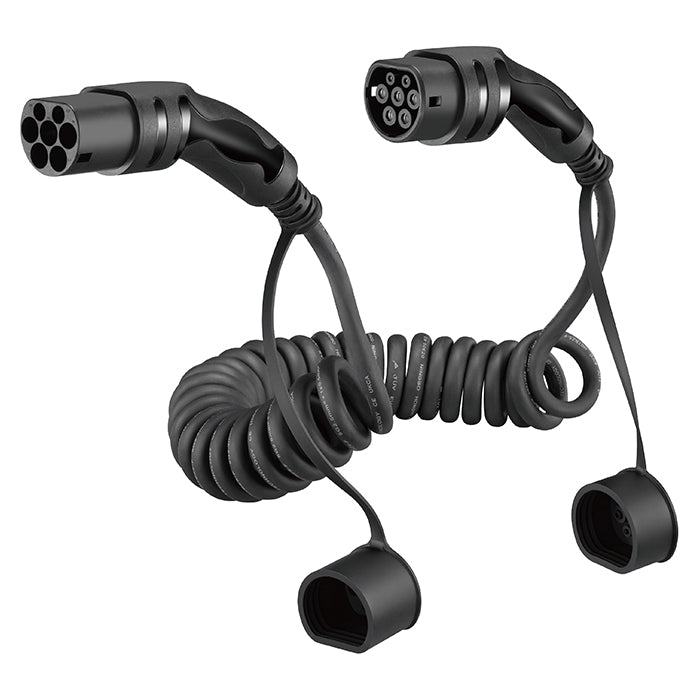 Spiralladdningskabel Typ 2 16A 3-fas 5 meter
