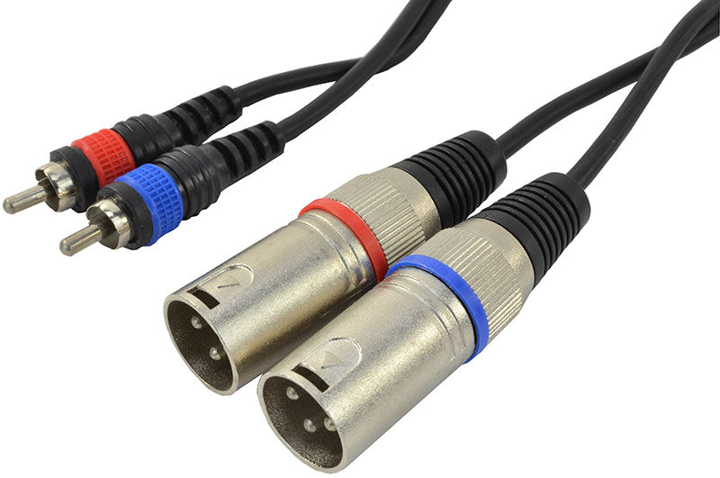 Adapterkabel 2 x XLR hane till 2 x RCA Phono hane