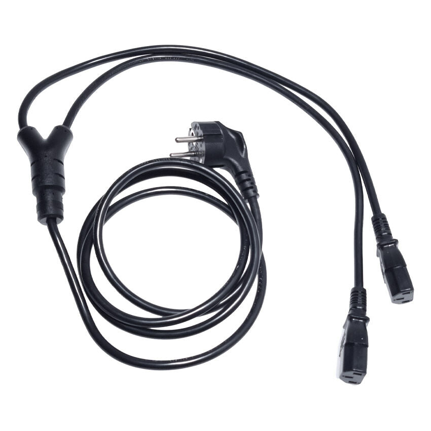 IEC - Y-Split Kontakt Schuko 1,8m. - 2 x IEC Hon 10A Apparatskontakt