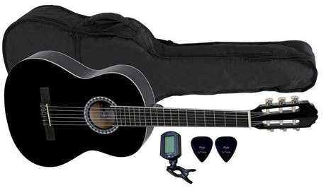 VGS Basic set: klassisk gitarr 3/4, svart, väska och stämapparat
