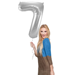7-formad nummerfolieballong (silver, 86 cm)