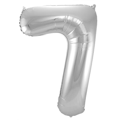 7-formad nummerfolieballong (silver, 86 cm)