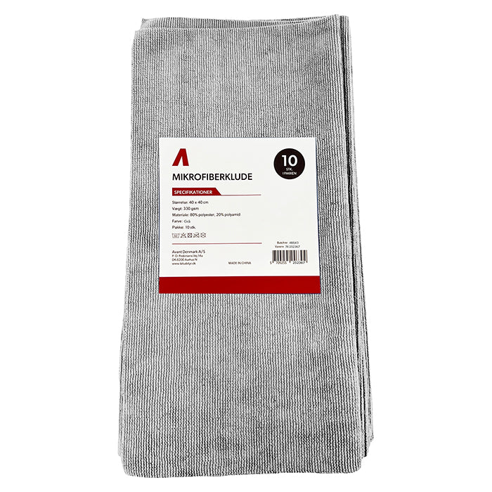 Mikrofiberduk, 40x40cm, 330gsm, 10 st Grå