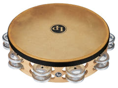 Latin Percussion Tamburin Pro 10 tum dubbelradig med skinn - 10" mässing/brons (LP384-BB)