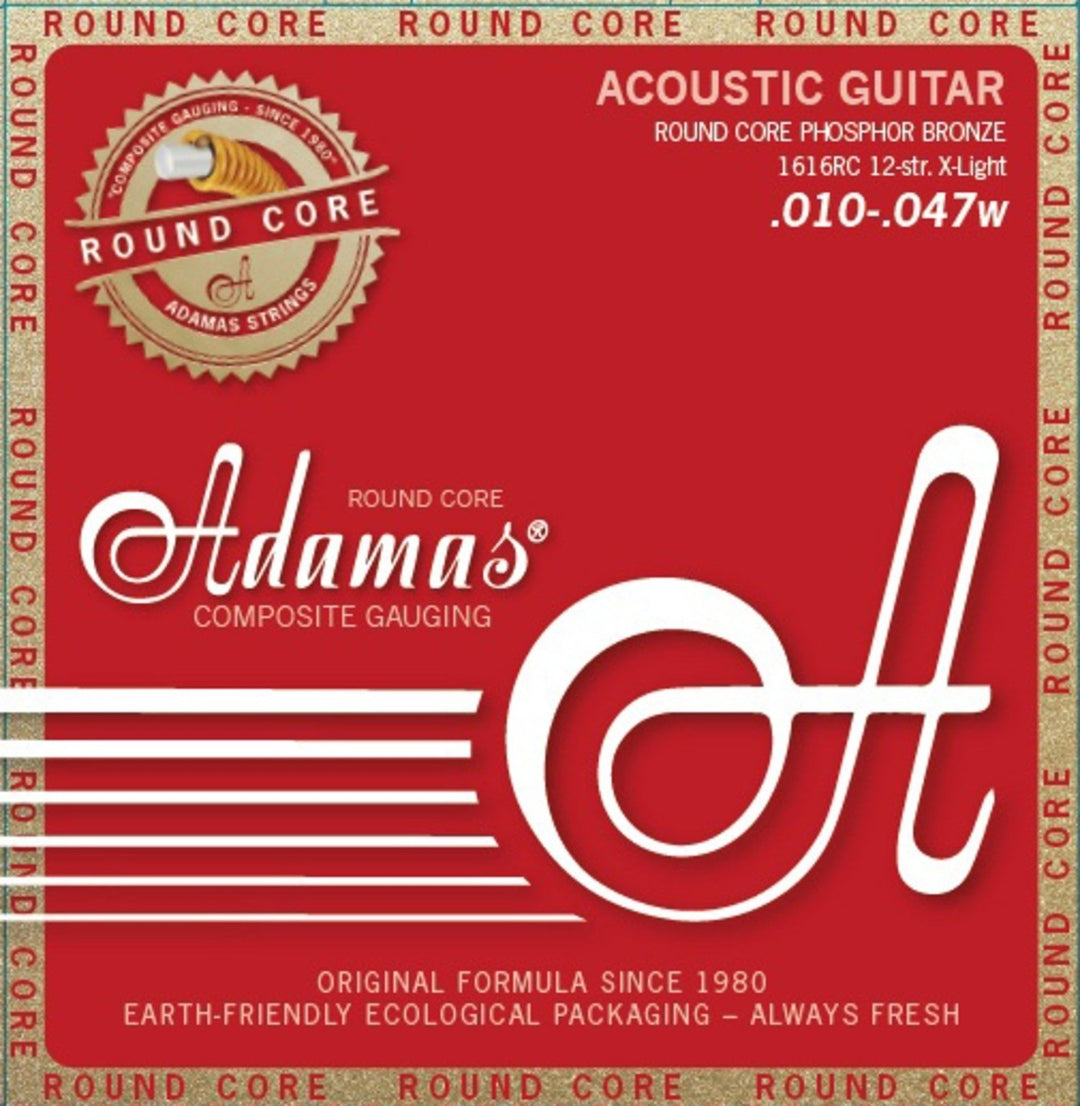Adamas Strängar för akustiska Gitarrer Historic Reissue Phosphor Bronze Round Core - 12-str. Light .010-.047 (1616RC)