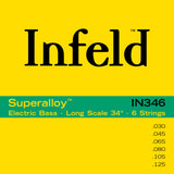 Thomastik-Infeld elbassträngar Superalloy. Round Wound Long Scale - Set 6-strängar lång (IN346)