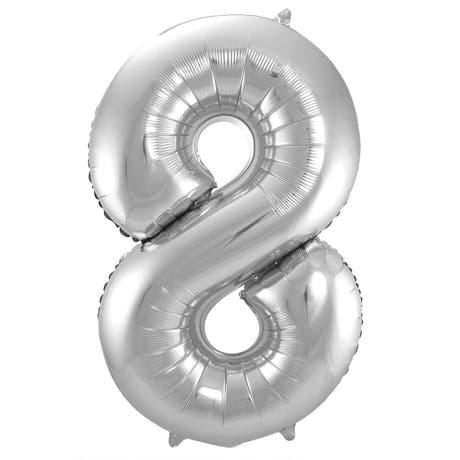 8-formad nummerfolieballong (silver, 86 cm)