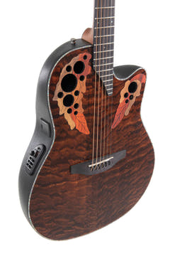 Ovation elakustisk Gitarrer Celebrity Elite Plus Mid Cutaway - Mörkt tigeröga (CE44P-TGE-G)
