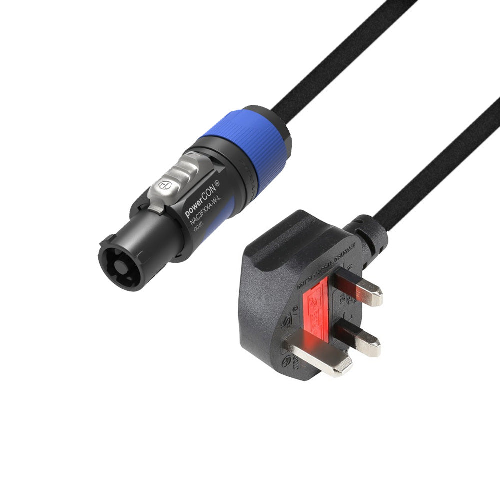 Adam Hall Cables 5 STAR PCON 0150 GB - Strömkabel | Neutrik powerCON® till BS1363/A | 1,5 m
