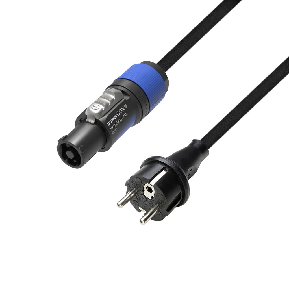 Adam Hall Cables 5 STAR PCON 0150 - Strömkabel | Neutrik powerCON® till CEE 7/7 med Titanex®-ledning | 1,5 m