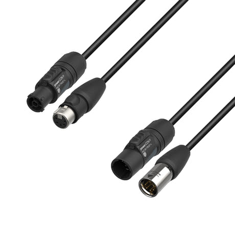 Adam Hall Cables 5 STAR H TCON 5D 0300 IP65 - hybridkabel | Ström & DMX | Neutrik® 5-polig XLR IP65 x TRUE1® | 3 m