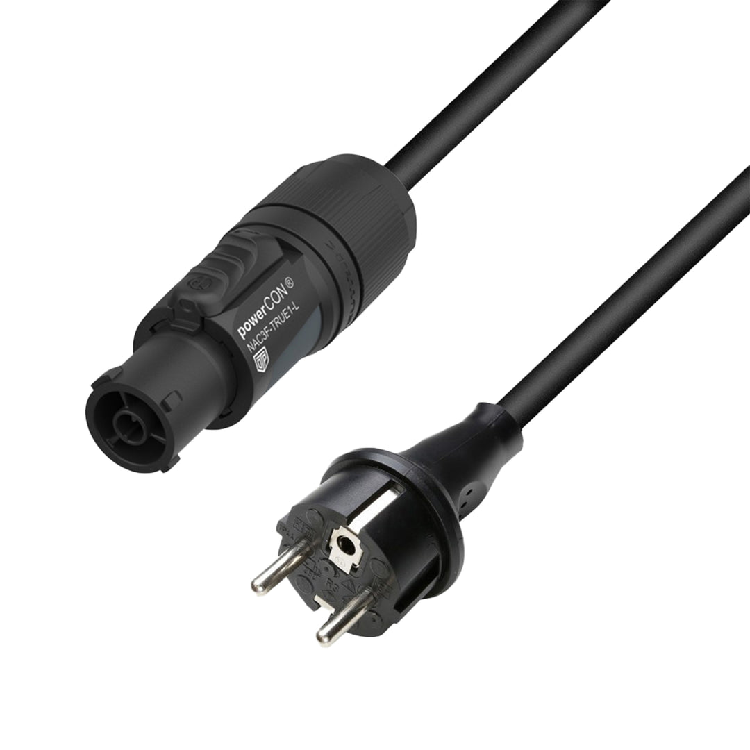 Adam Hall Cables 5 STAR TCON 0150 - Strömkabel | Neutrik TRUE1® x CEE 7/7 med Titanex®-ledning | 1,5 m