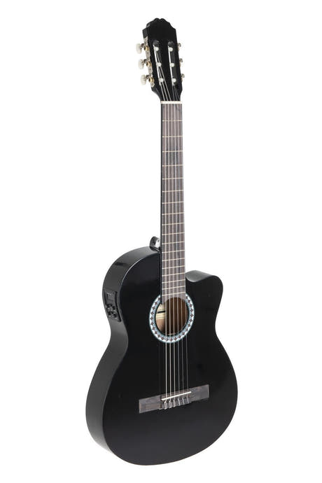VGS BasicPlus elakustisk klassisk gitarr, svart, Slim Body