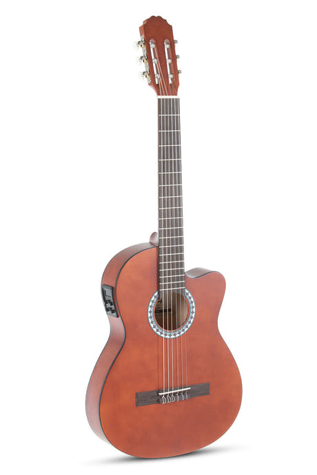 VGS Basic elakustisk klassisk gitarr, valnötsfärgad, Slim Body