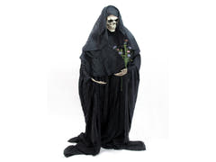 Halloween-figur formbart skelet, sort, 160 cm