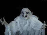 Halloween-häxa, vit, animerad, 170 cm
