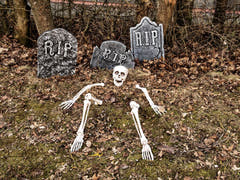 Halloween gravstenssæt, 3 dele, grå