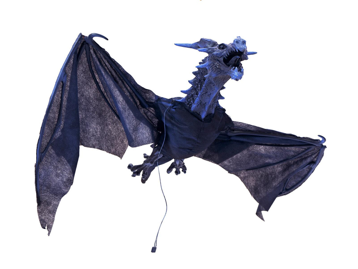 Halloween flyvende drage, animeret, blå, 125 cm