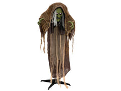 Halloween-figur pukkelrygget heks, animeret, 155 cm