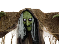 Halloween-figur pukkelrygget heks, animeret, 155 cm