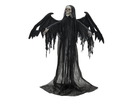 Halloween sort engel, animeret, 175 cm