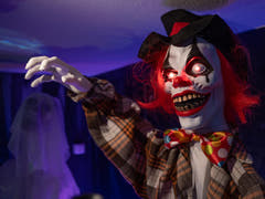Halloween-figur klovnen Hatty, animeret, 185 cm