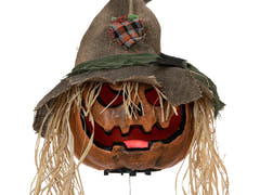 Halloween forbandet græskarhoved, animeret, 70 cm