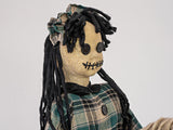 Halloween-figur pige på pony, animeret, 90 cm