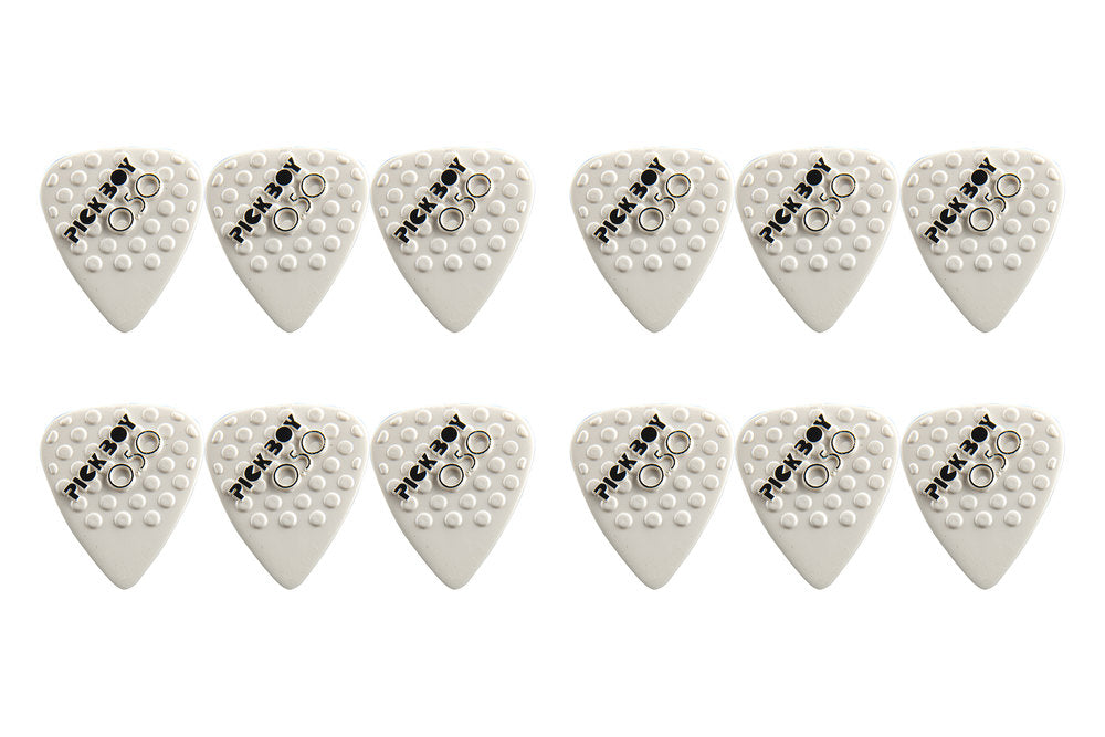 Pick Boy Ceramic Power plektrum 0,50 mm, vita med knoppar, 12 st.