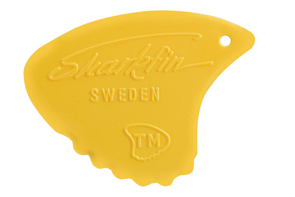 Shark Fin Relief plektrum, 0,65 mm medium, gul, 12 st.