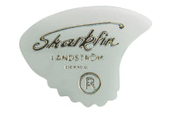 Shark Fin Goldprint plektrum, medium, vit, 12 st.
