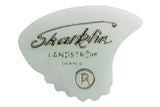 Shark Fin Goldprint plektrum, medium, vit, 12 st.
