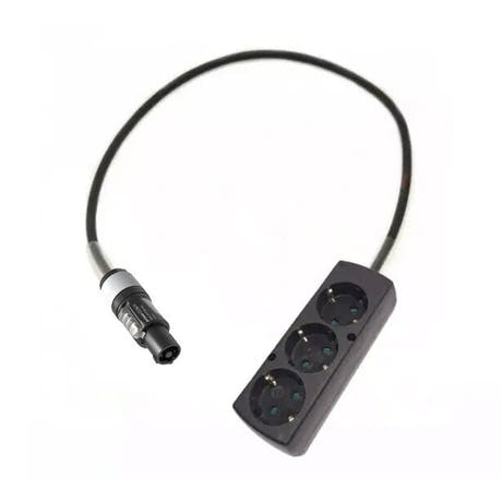 Adaptor powerCON grå - Schuko 3 Uttag - 1 meter