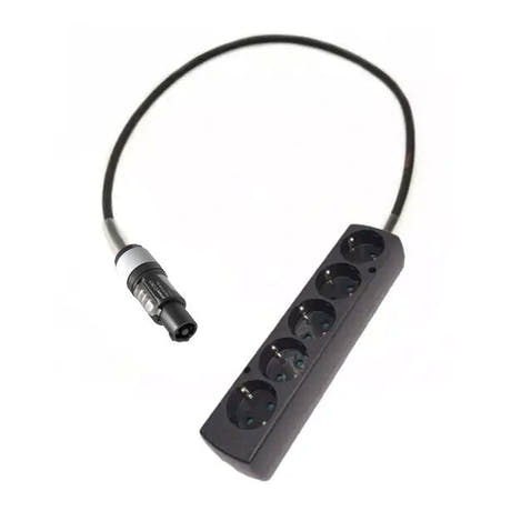 Adaptor powerCON grå - Schuko 5 Uttag - 1 meter
