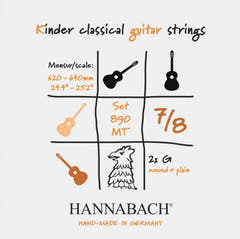 Hannabach strängar för klassisk gitarr serie 890 7/8-gitarr för barn Mensur: 62-64 cm - Set med 2 G-strängar (890MT 7/8)