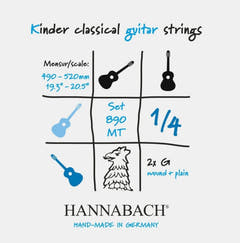 Hannabach strängar för klassisk gitarr serie 890 1/4-gitarr för barn Mensur: 49-52 cm - Set med 2 G-strängar (890MT 1/4)