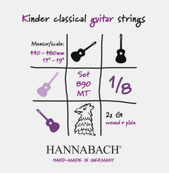 Hannabach strängar för klassisk gitarr serie 890 1/8-gitarr för barn Mensur: 44-48 cm - Set med 2 G-strängar (890MT 1/8)