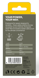 Aqiila Silicon USB-C/Lightni. 2.0 30W 2m Charging cable