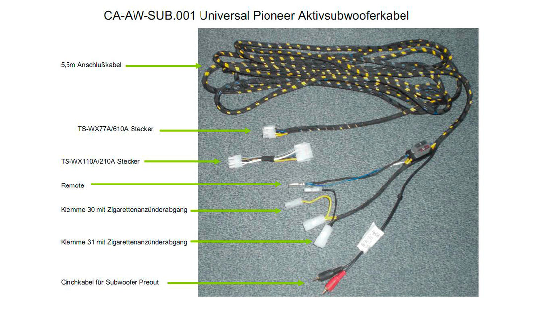 Pioneer CA-AW-SUB.001 Kabelsats för aktiv subwoofer