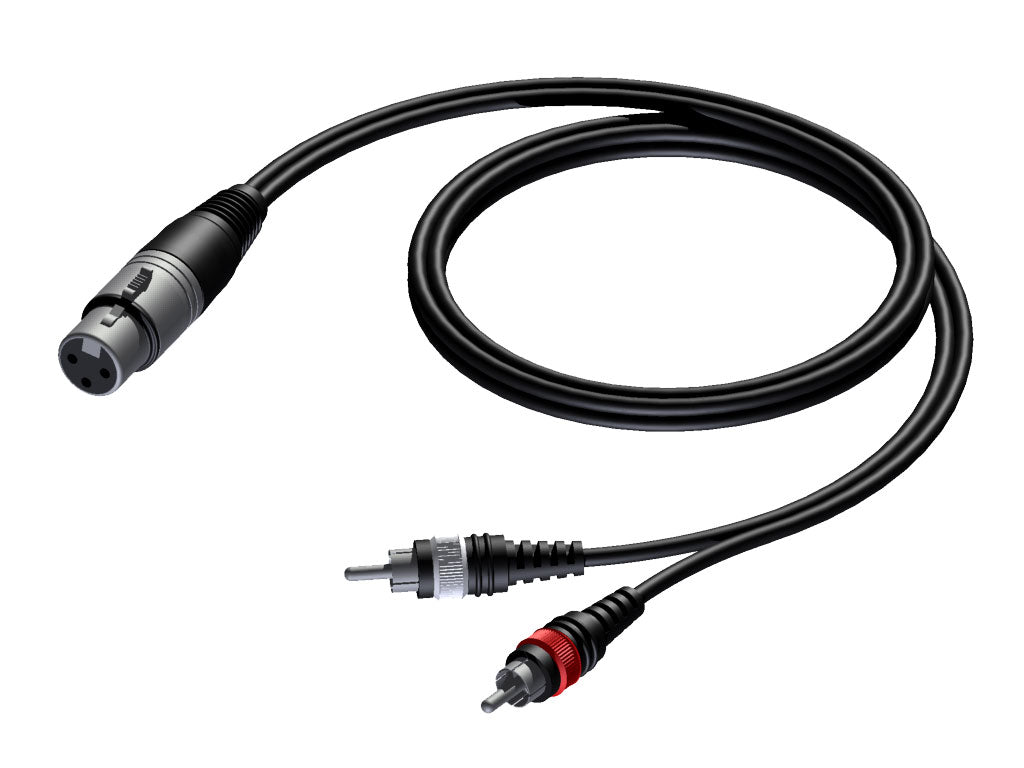 ProCab signalkabel XLR hona > 2 x RCA - 1,5 m