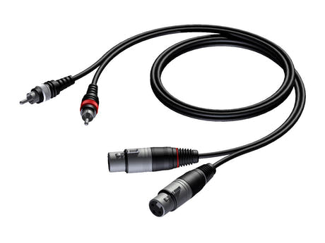 ProCab signalkabel 2 x XLR hun > 2 x RCA - 3 m