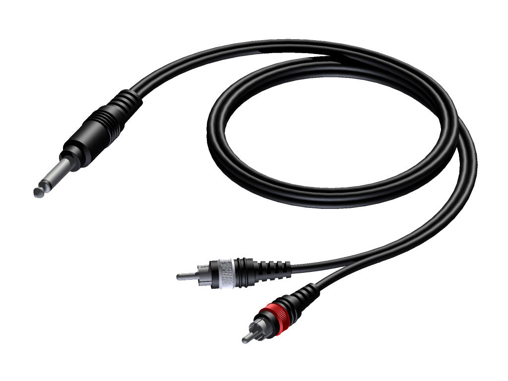 ProCab Jack mono > 2 x RCA - signalkabel 1,5 meter