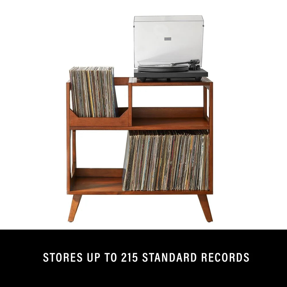 Crosley Asheville Medium Pladespillerbord med Vinylopbevaring – Walnut