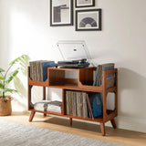 Crosley Asheville Large Pladespillerbord med Vinylopbevaring til 350 LP’er – Walnut