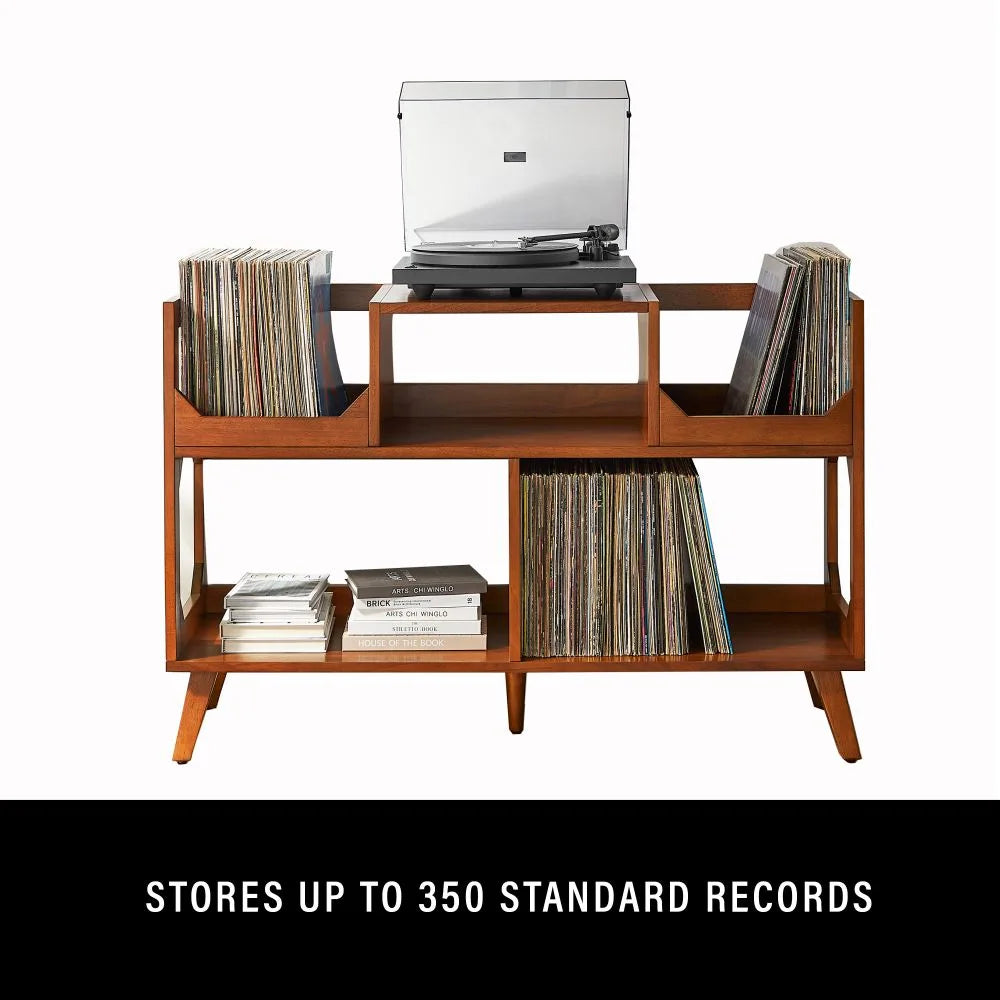 Crosley Asheville Large Pladespillerbord med Vinylopbevaring til 350 LP’er – Walnut