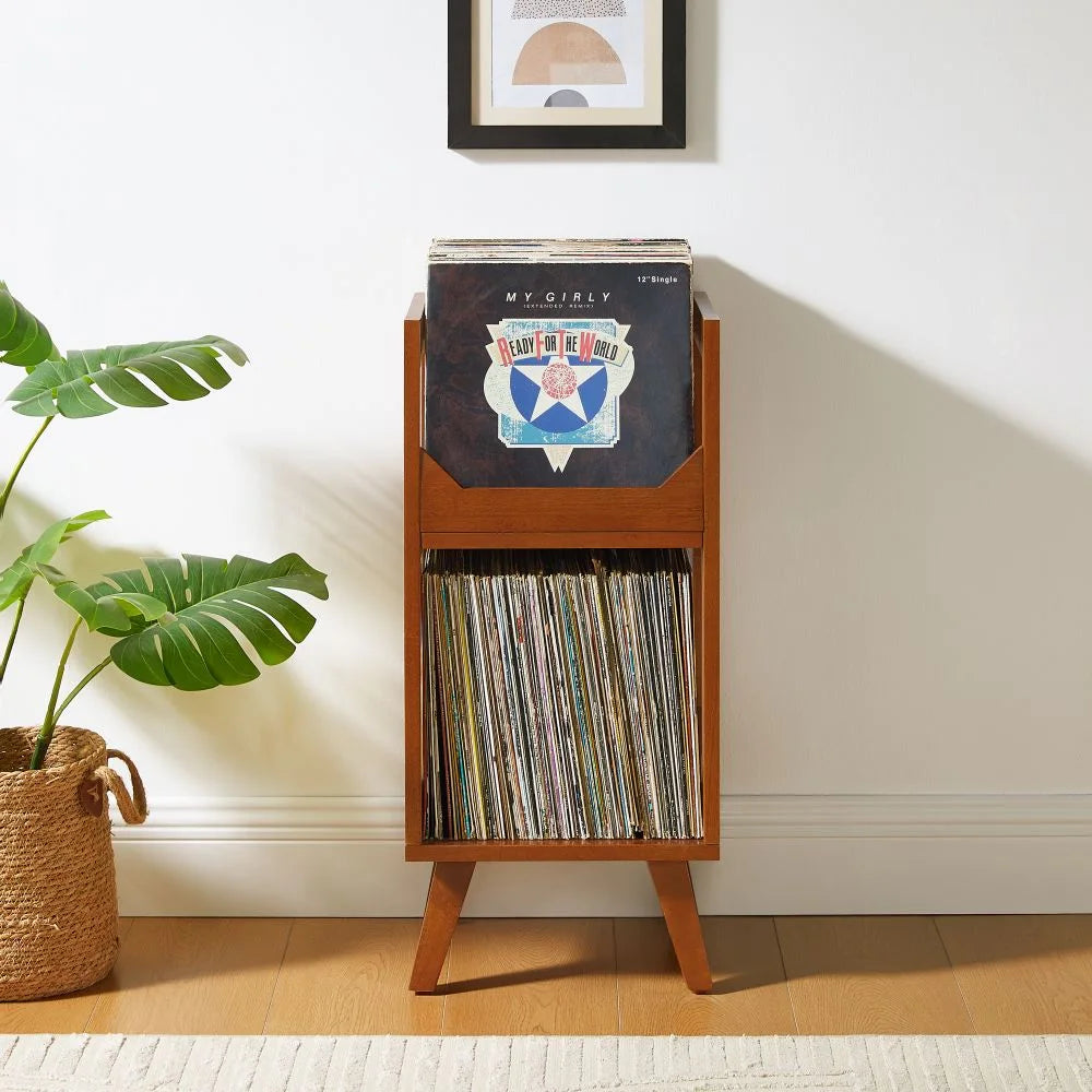Crosley Asheville Small Vinylopbevaring til 130 Plader – Walnut