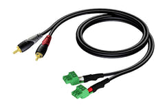 ProCab 2 x RCA hane > 2 x terminalblock 3P 3,81mm, 0,5 m